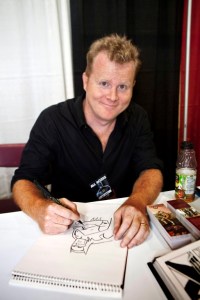 Cartoonist Scott Chantler creating a cartoon