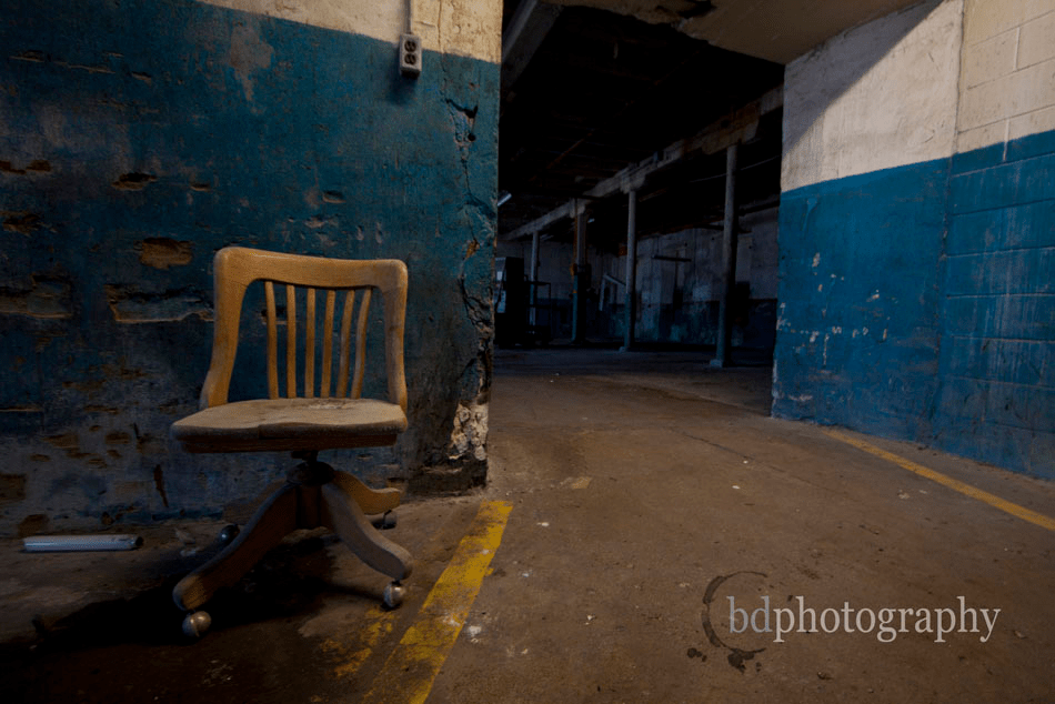 Abandoned factory with chair