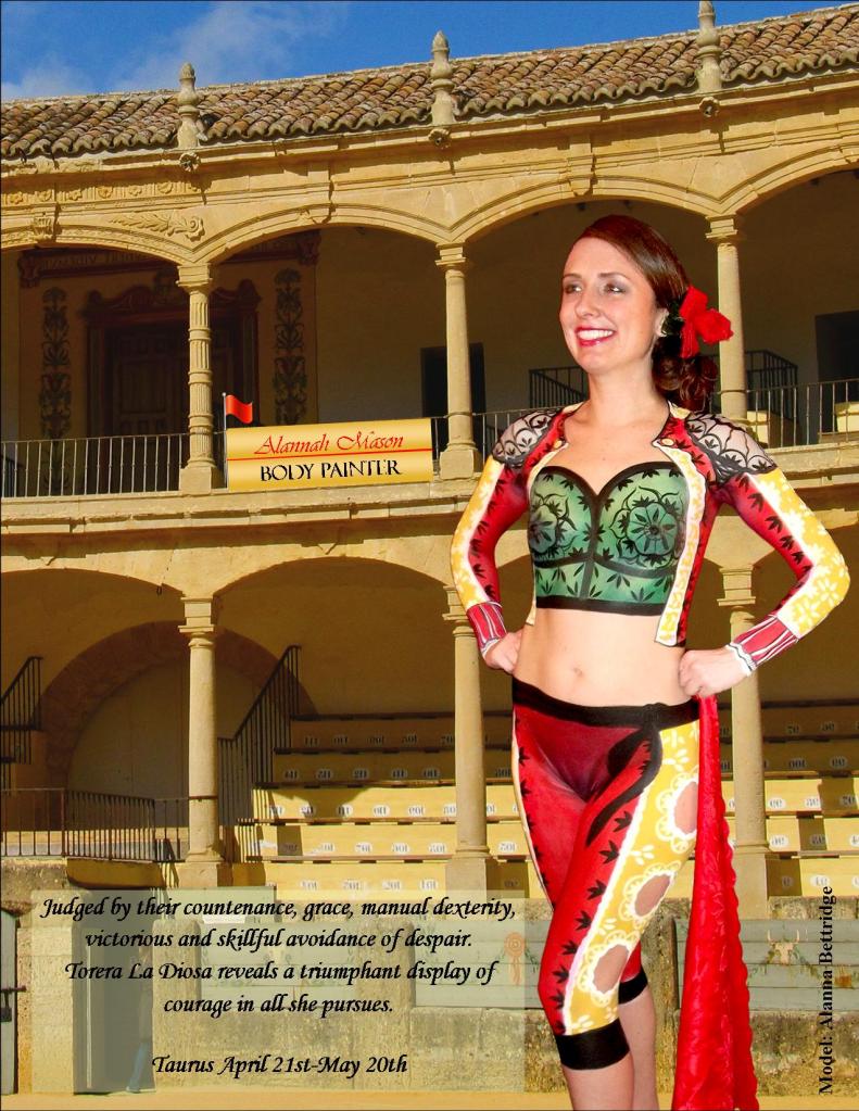 Woman painted as matador