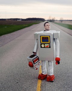 Man in robot costume