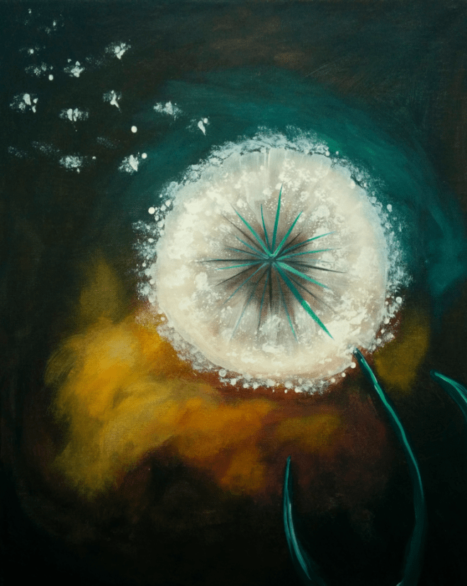 dandelion blowing in wind