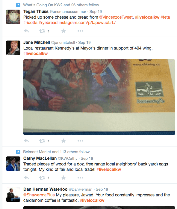 Tweets from #Livelocal challenge