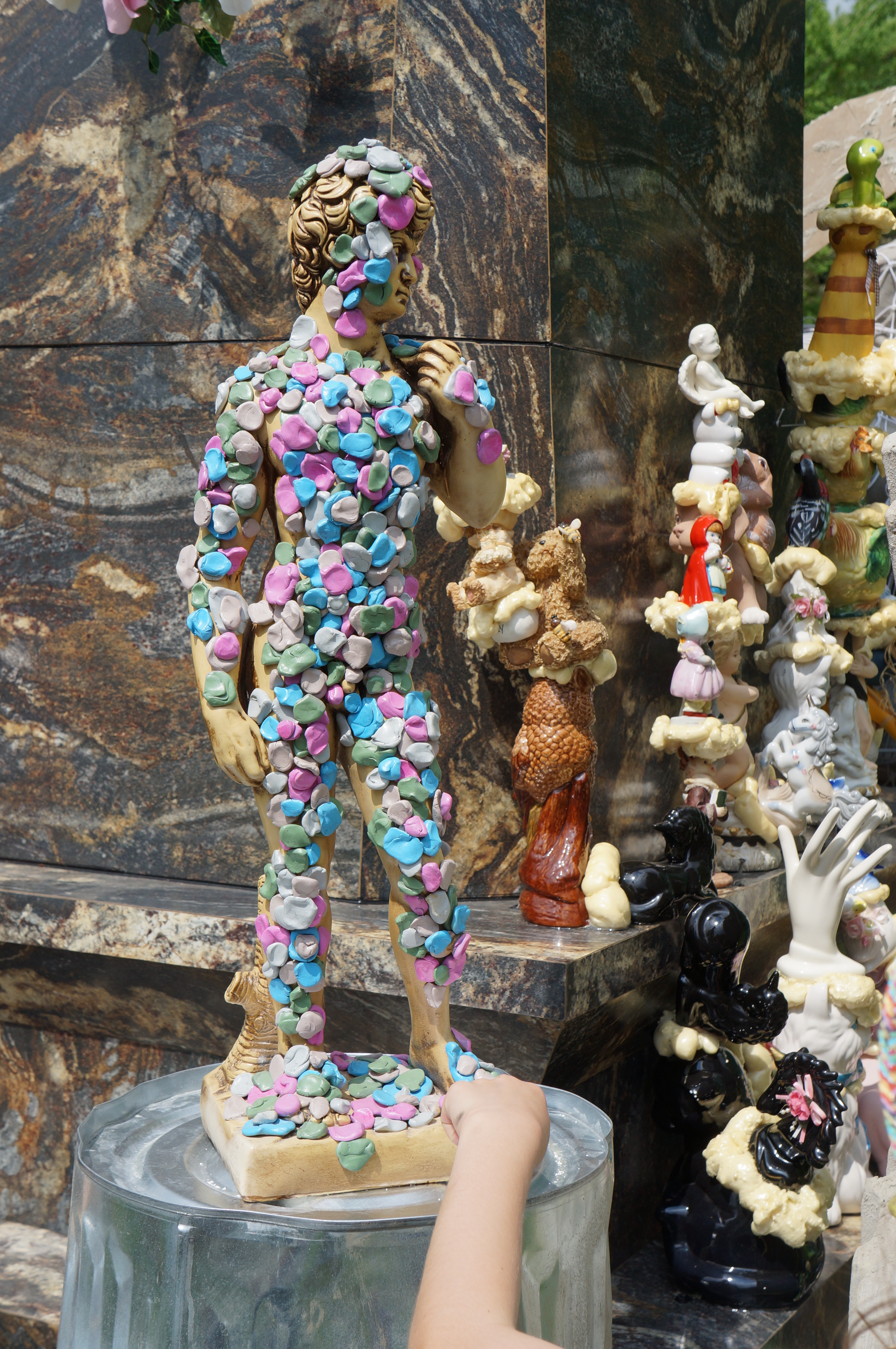 Statue covered in gum