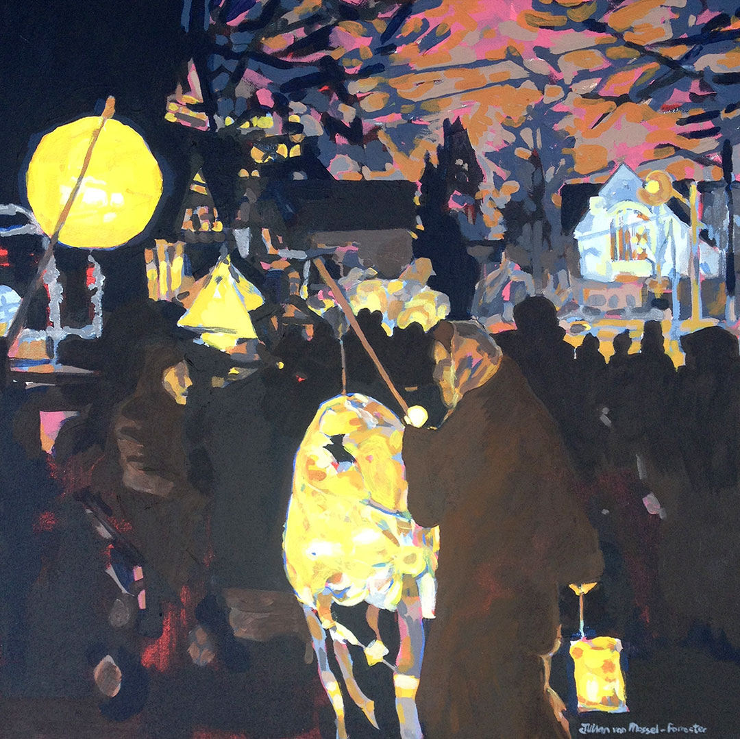 painting of lantern walk